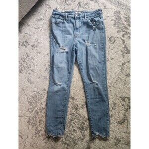 Levis 721 High Rise Skinny Light Wash Distressed Jeans Womens Size 32